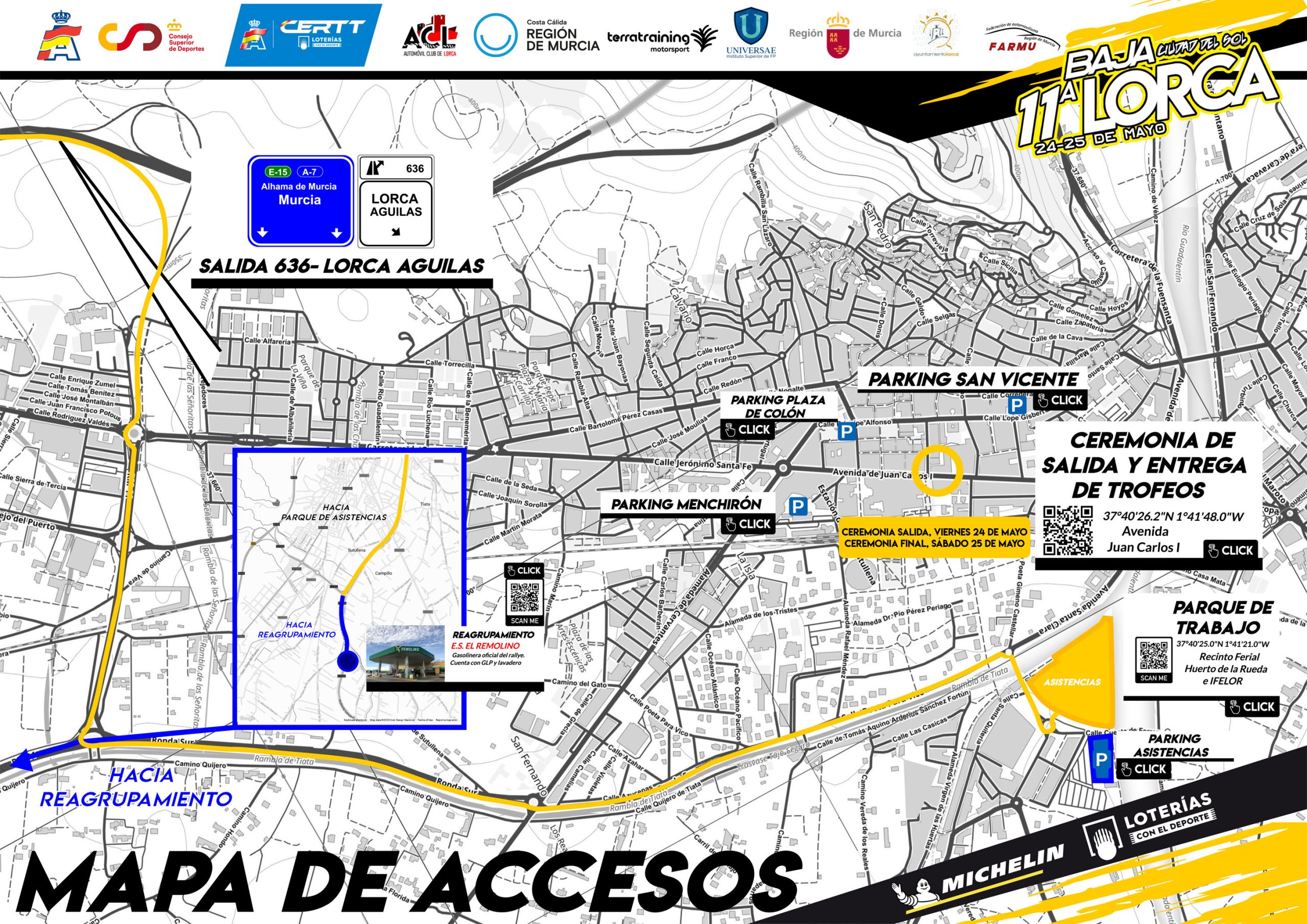 Mapa acceso Baja Lorca 2024 desde Andalucía.