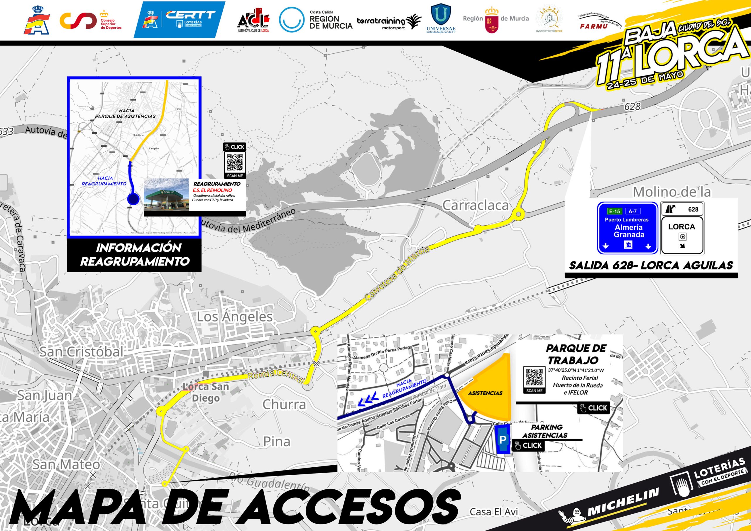 Mapa acceso Baja Lorca 2024 desde Murcia.